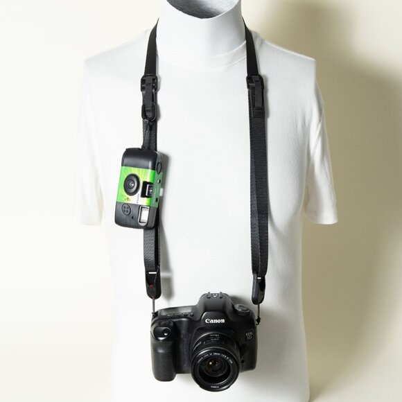 Dual Adjustable Premium All Black Camera Strap  w/ Peak Design Anchors 32-60" - Picture 2 of 9